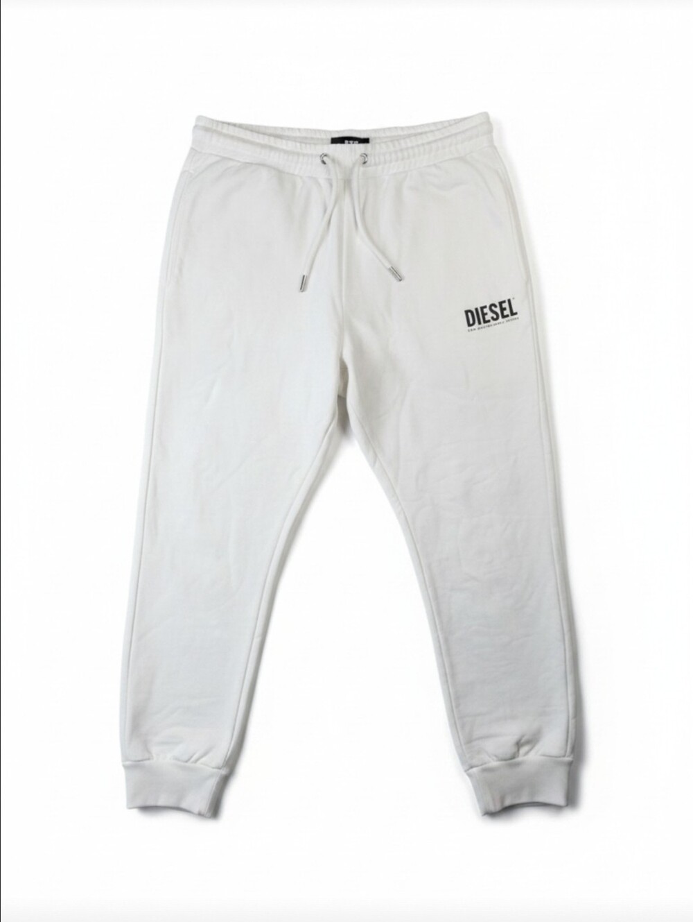 Diesel Mens White Logo Graphic Jogger Sweatpants Size Large